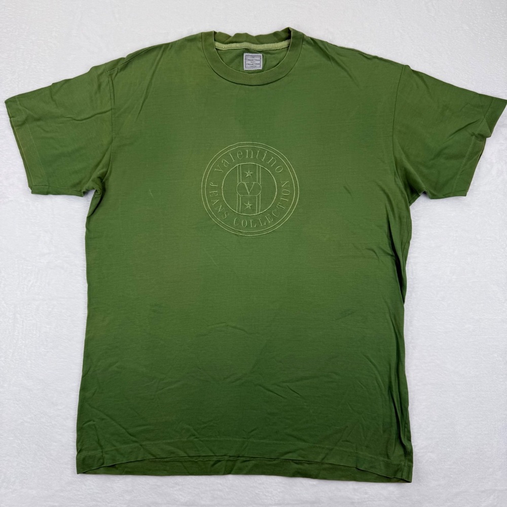 VALENTINO JEANS‎ COLLECTION Embroidered Logo TShirt Cotton Made in Italy L READ